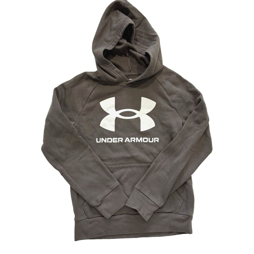 Under Armour Youth Medium Rival Fleece Hoodie Pullover Boys Gray Sweatshirt